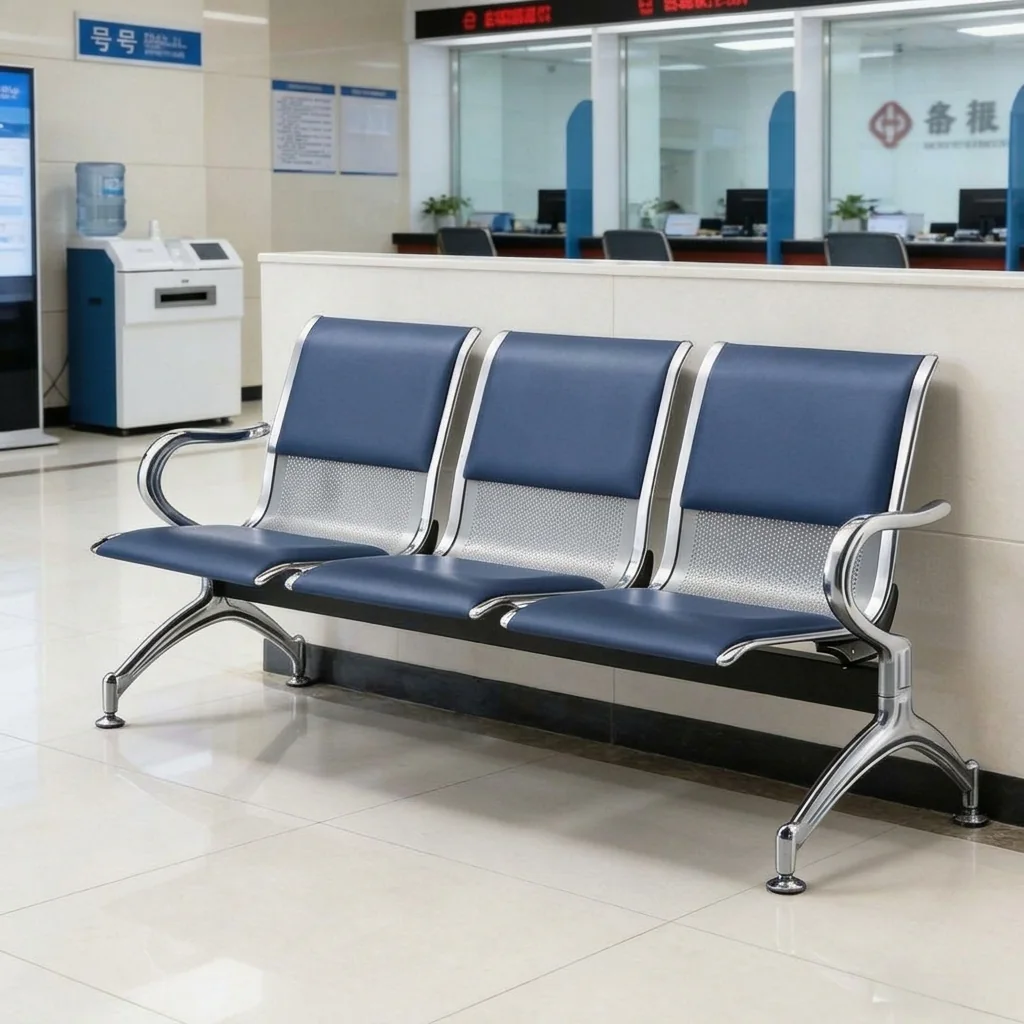 Blue Padded Waiting Bench (3-Seater)