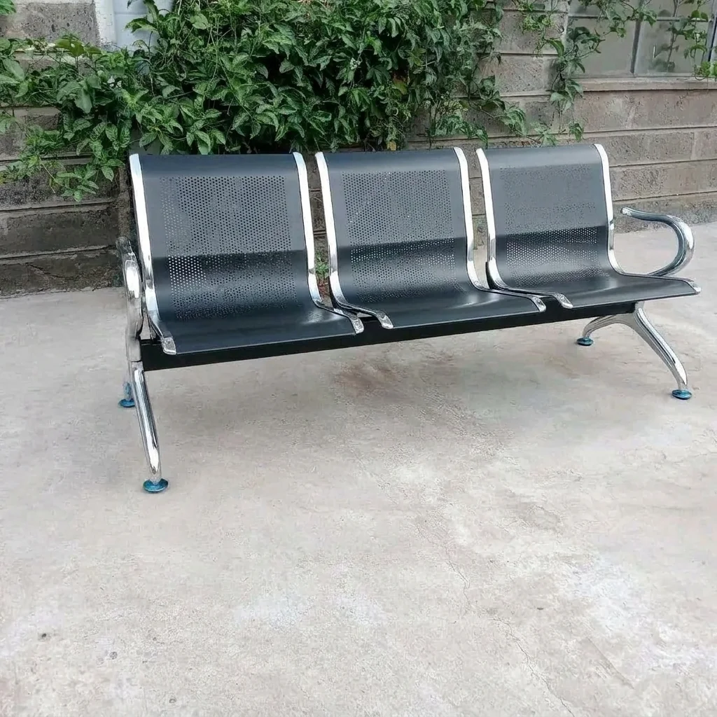 Black Metal Waiting Bench (3-Seater)
