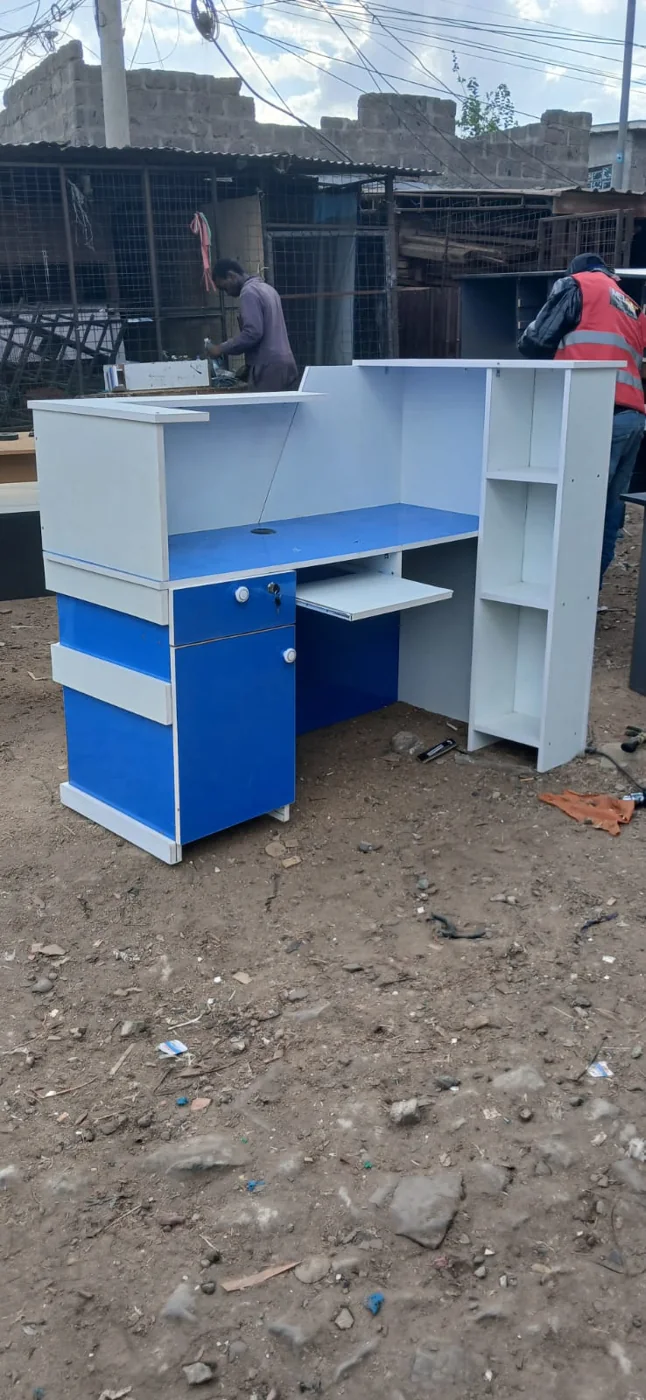 Blue & White Reception Desk
